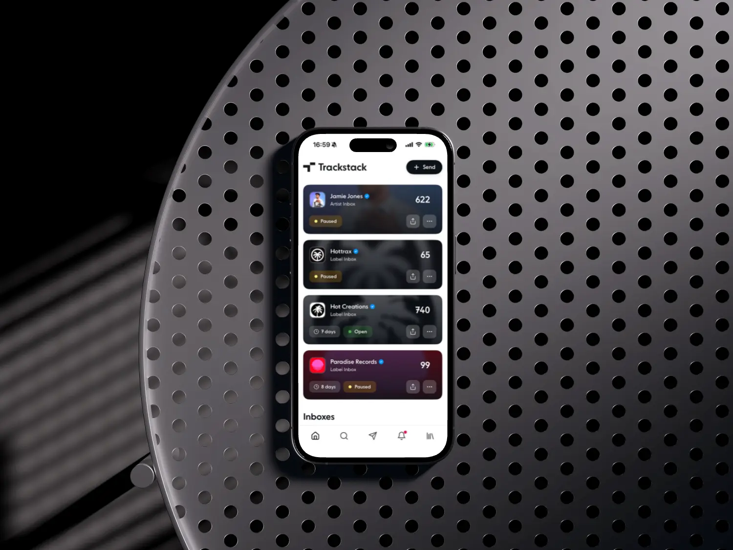 Trackstack Mobile inbox view